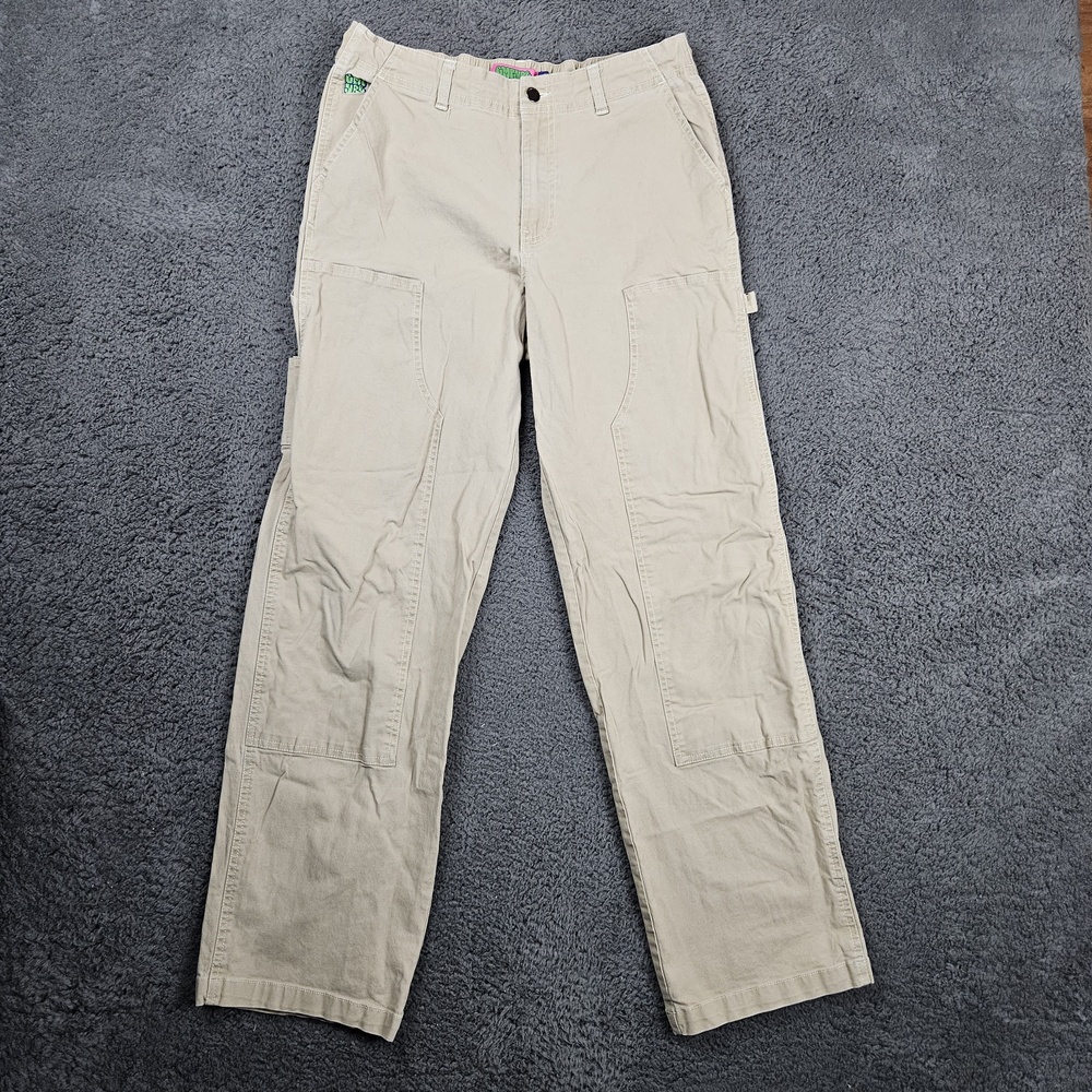 Empyre Carpenter Pants Mens Large Beige Relaxed Fit Y2K Baggy Skater Double Knee